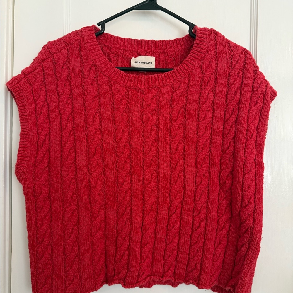 Lucky Brand Red Cable-Knit Sweater Vest